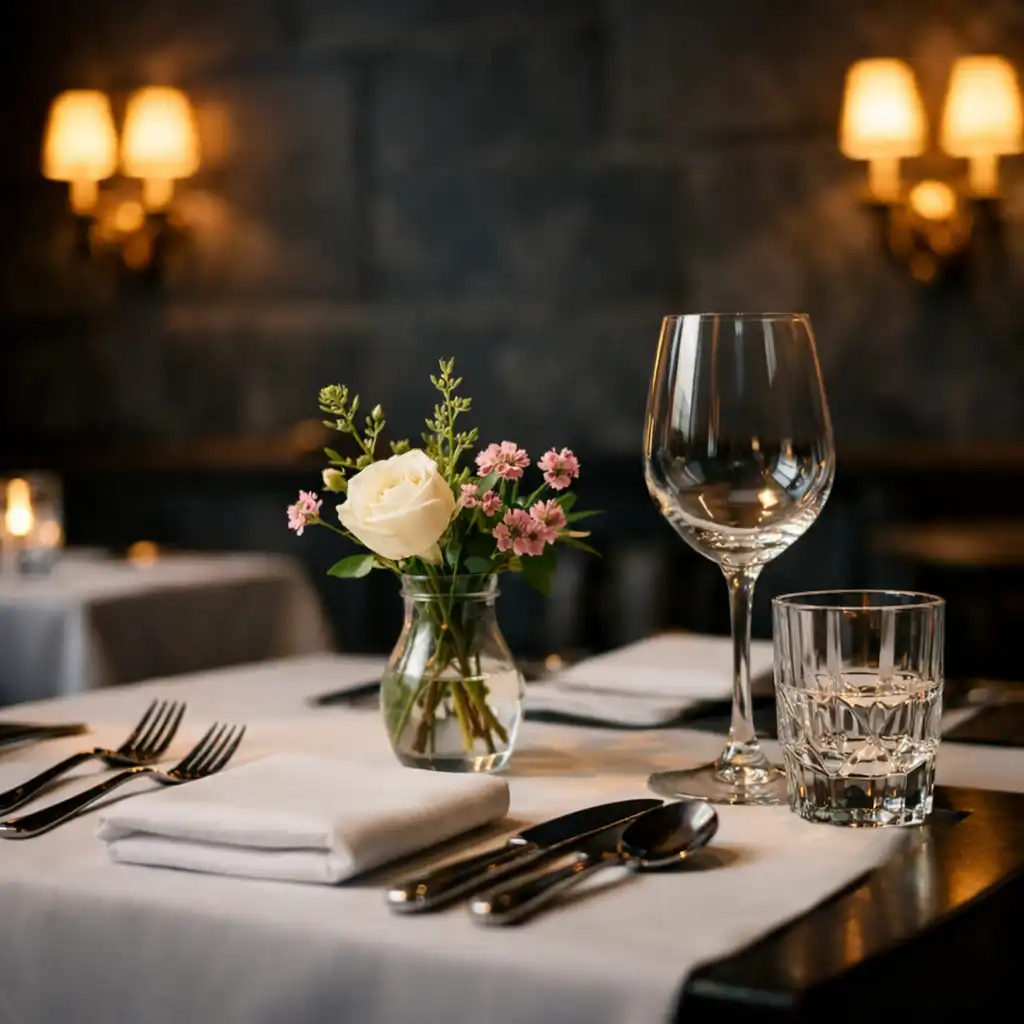 Beautifully set dining table at Experto Card Lounge
